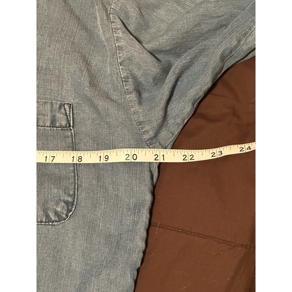 Easel Los Angeles Women's Small Denim Look Top Long Sleeves Collar - Picture 3 of 3